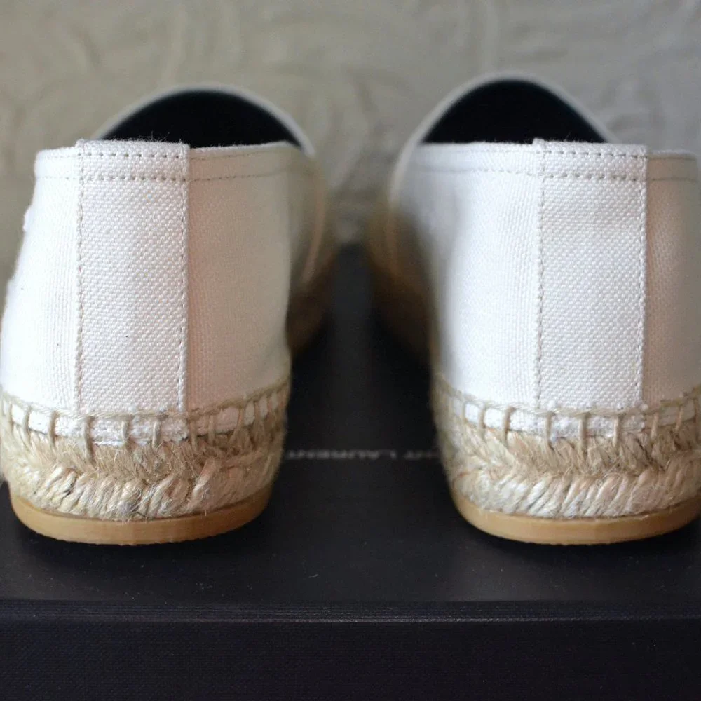 SAINT LAURENT Logo Embroidered Espadrille Flats